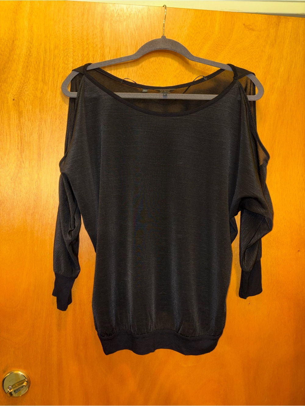 Women's Black Cold-Shoulder Knit Top